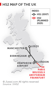 High speed 2 map of the UK