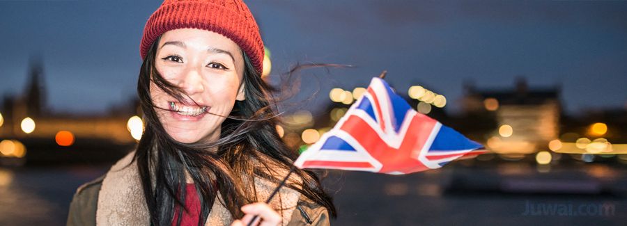 uk flag chinese girl